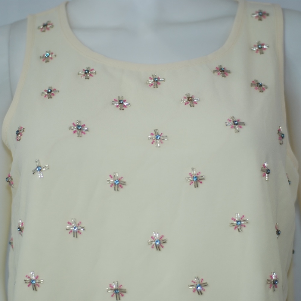 NEW Cream Beaded Blouse Sz L